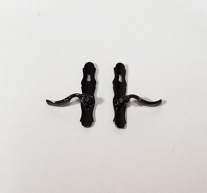 Dollhouse Door Handles x2 French Lever Style Dark Pewter 1:12 Scale CLA05581