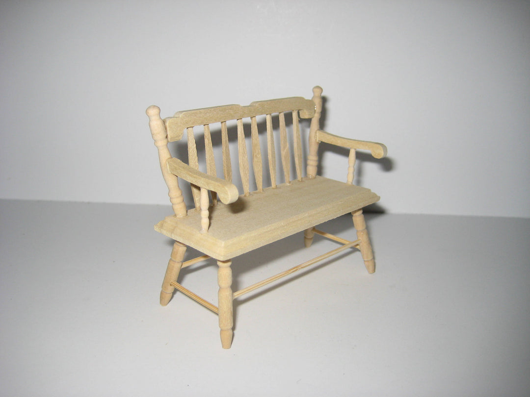 Dollhouse Miniature Bench Colonial Style 1:12 Scale Furniture Unpainted