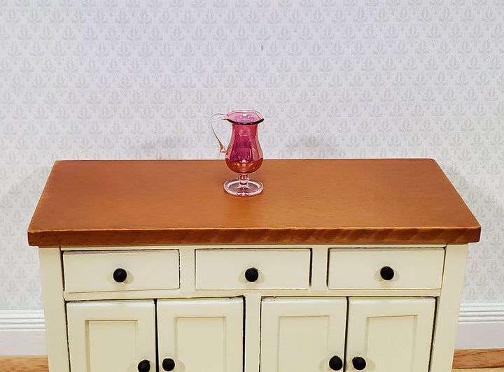 Dollhouse Pedestal Pitcher with Handle Cranberry Glass 1:12 Scale by Philip Grenyer Hand Blown