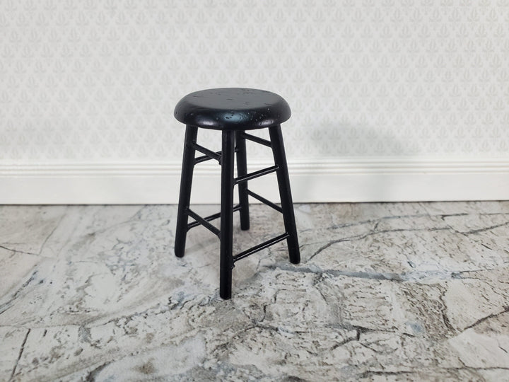 Dollhouse Bar Stool Wood Black Finish 1:12 Scale Miniature Furniture Slim Profile