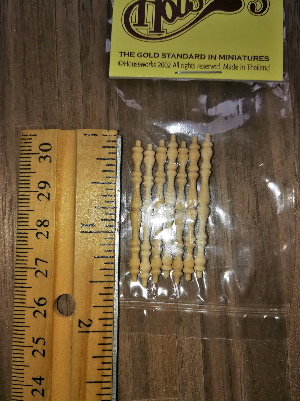 Dollhouse Miniature Spindles Small Wood for Building 8 Pieces 1:12 Scale 1 1/2" Long