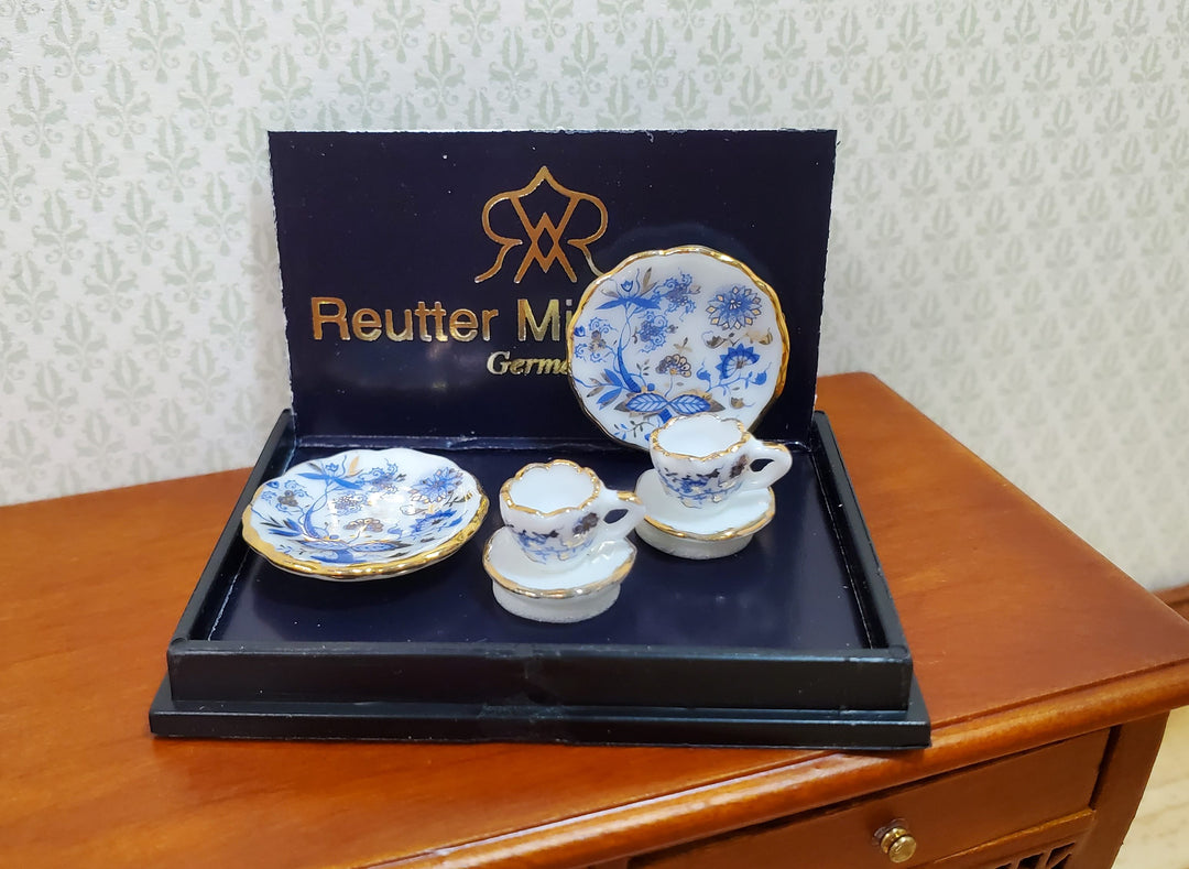 Dollhouse Coffee Setting for 2 Blue Onion Pattern Reutter Porcelain 1:12 Scale