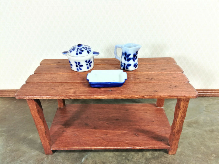 Dollhouse Miniature Blue & White Ceramic Pitcher with Handle 1:12 Scale