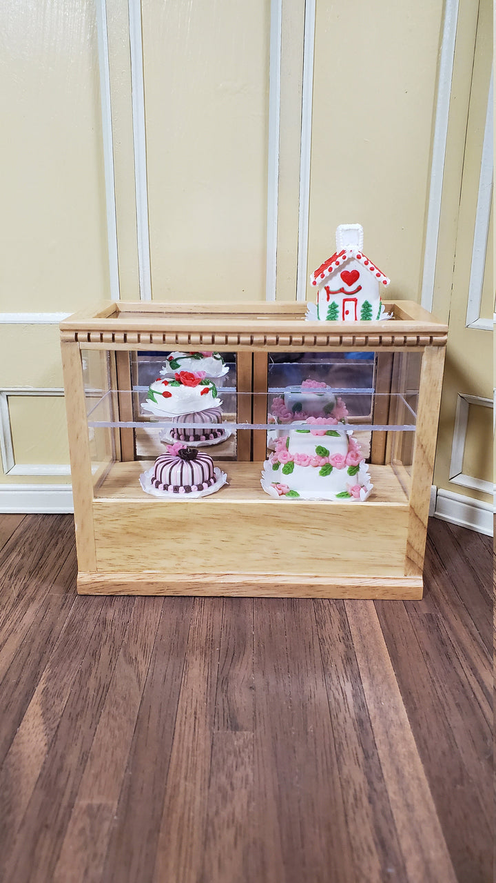 Dollhouse Tall Display Counter for Bakery Store or Shop 1:12 Scale Light Oak