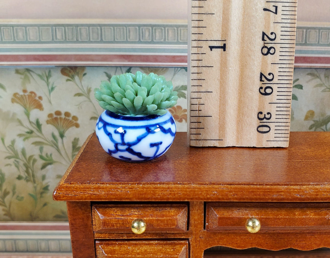 Dollhouse Succulent Plant in a Ceramic Decorative Planter 1:12 Scale Miniature Prop