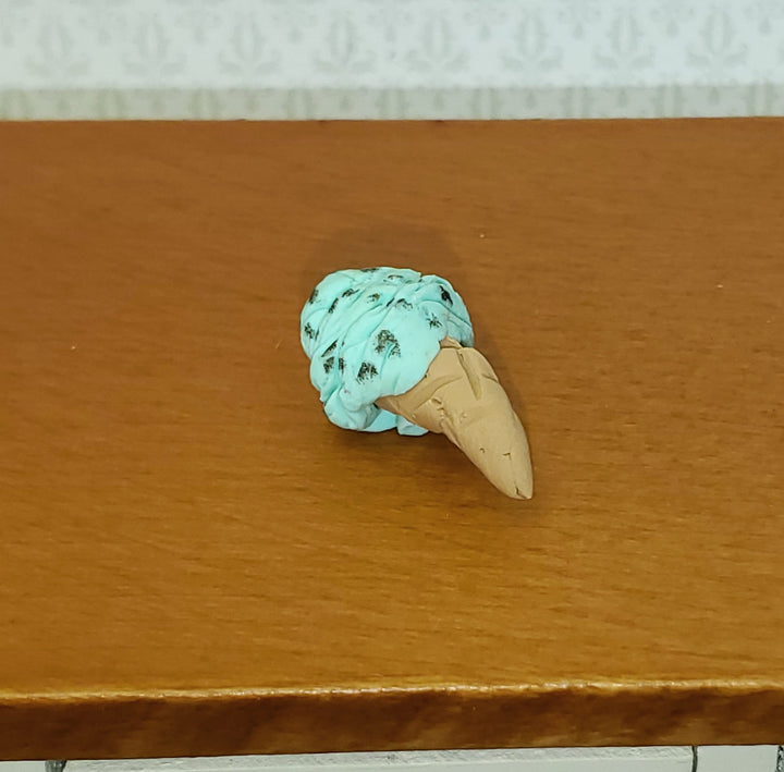 Dollhouse Ice Cream Cone Mint Chocolate Chip 1:12 Scale Miniature Food Hand Crafted