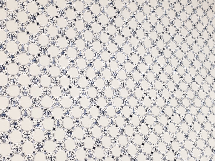 Dollhouse HALF SCALE Wallpaper 3 Sheets Dutch Delft Blue 1:24 Scale Miniature