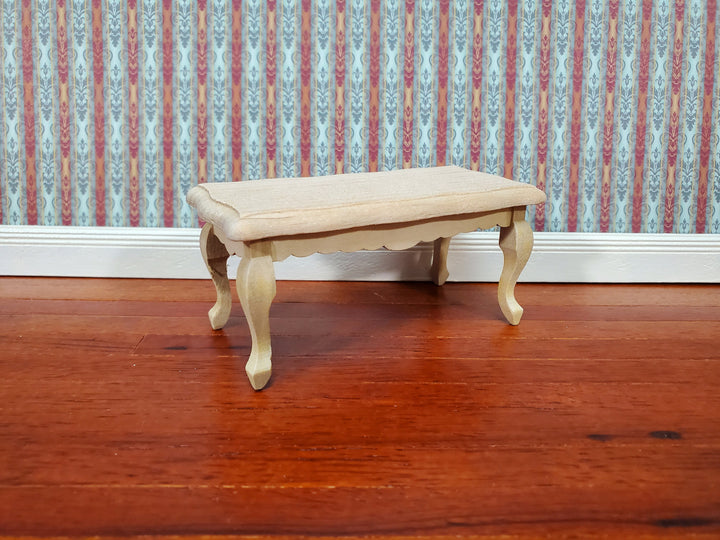 Dollhouse Coffee Table Unpainted Wood Curvy Top 1:12 Scale Miniature Living Room Furniture