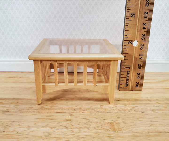 Dollhouse Modern Coffee Table Square Light Oak Finish 1:12 Scale Miniature Furniture