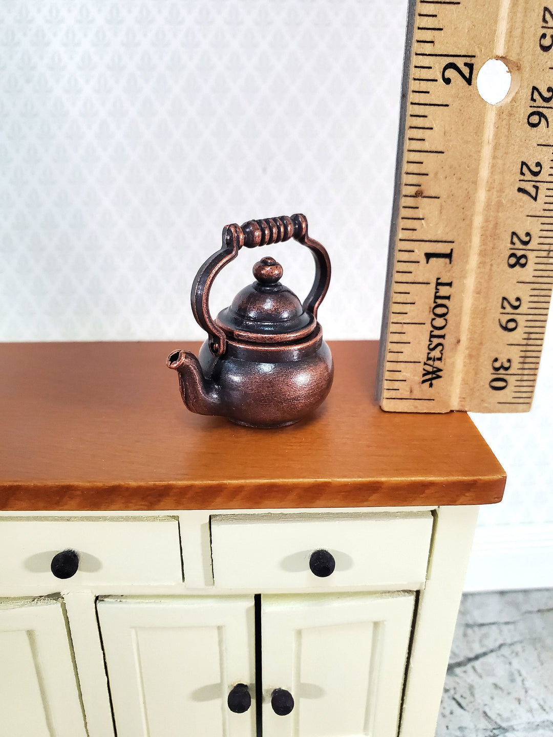 Dollhouse Teapot Kettle Antique Bronze Finish Large Scale Miniature Kitchen