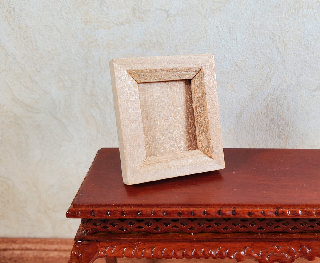 Miniature Picture Frame Wood with Backing and Stand Vertical Portrait 1 5/16"