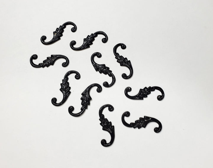 Dollhouse S Hook Shutter Dogs or Furniture Applique Scroll Ornament 1:12 Black