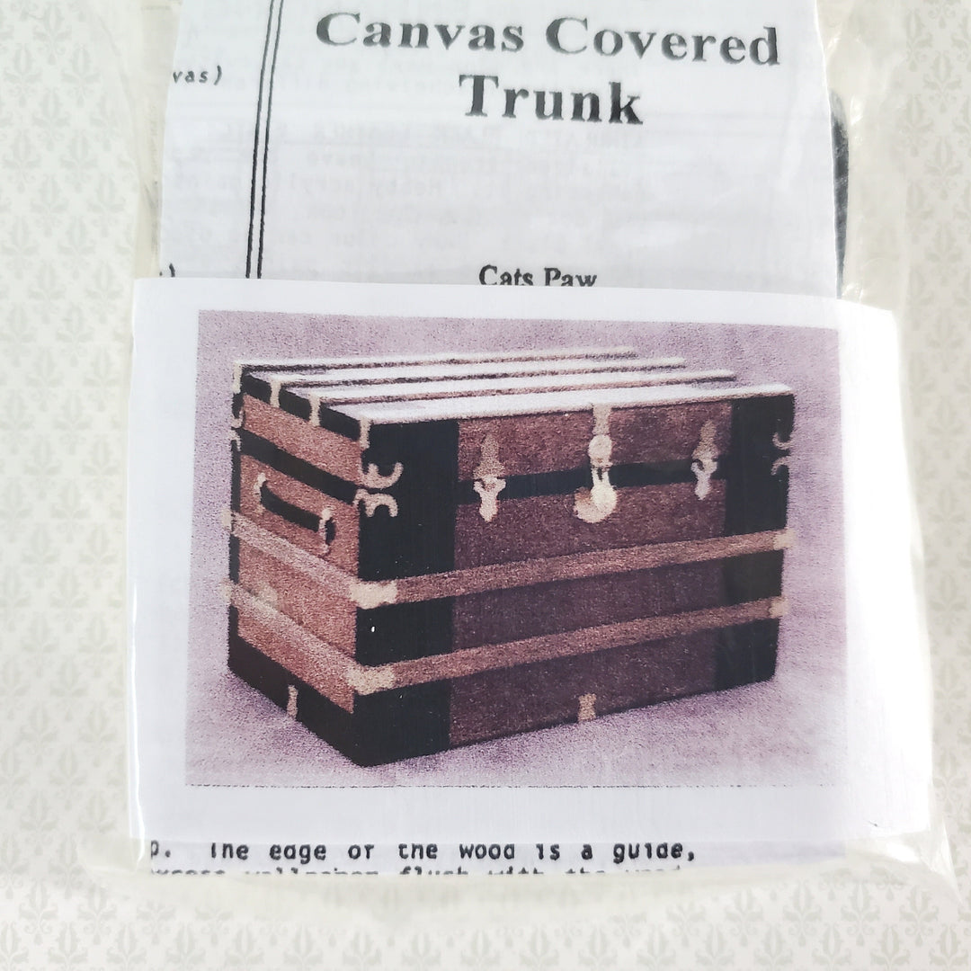 Dollhouse Miniature Trunk Kit Canvas Cover Chest Antique Style 1:12 Scale Furniture