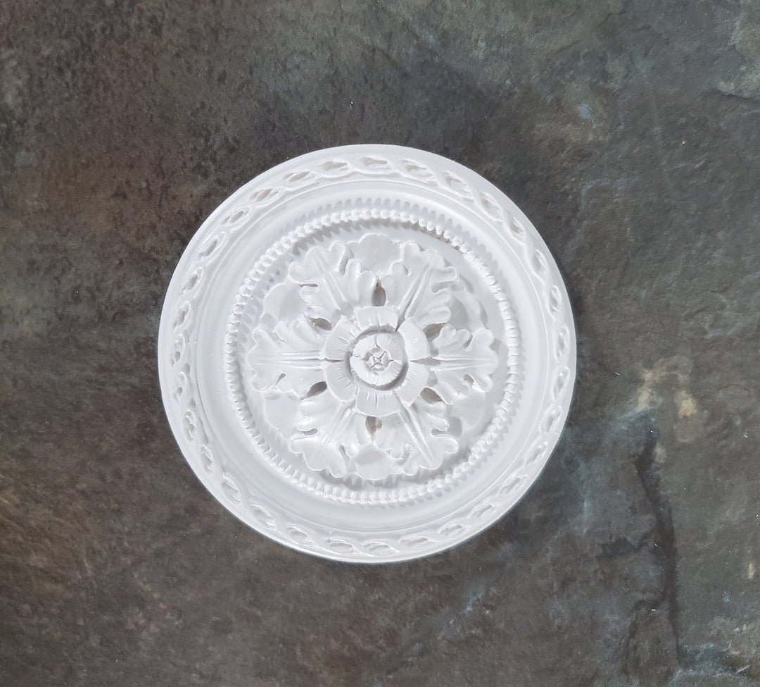 Dollhouse Large Cast Resin Ceiling Rose Medallion 1:12 Scale Miniature 2 11/16" 68mm