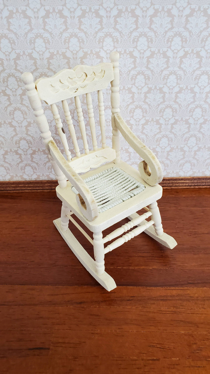 Dollhouse Miniature Rocking Chair 1:12 Scale Furniture Barewood Ornament