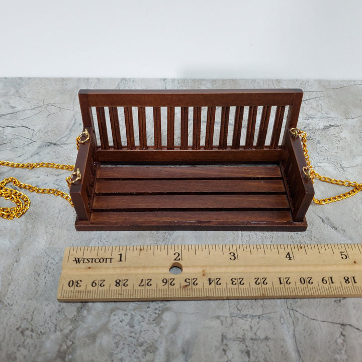 Dollhouse Porch Swing Bench Style Walnut Finish 1:12 Scale Miniature Furniture