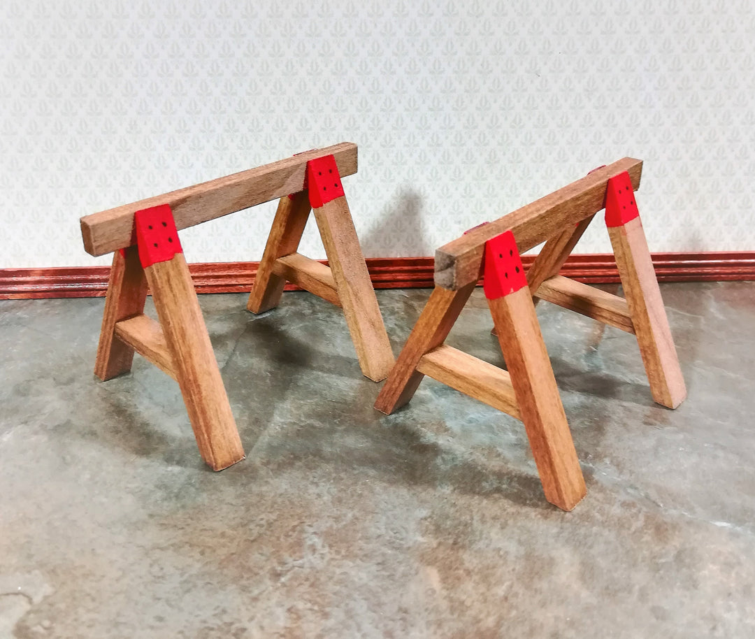 Dollhouse Miniature Saw Horses Vintage Style Sir Thomas Thumb 1:12 Scale Wood