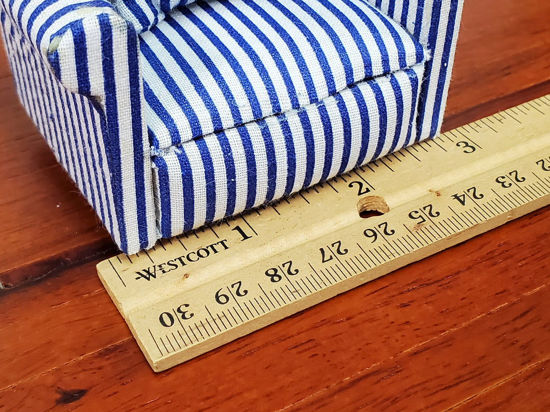 Dollhouse Modern Armchair Narrow Blue & White Stripes 1:12 Scale Chair Furniture