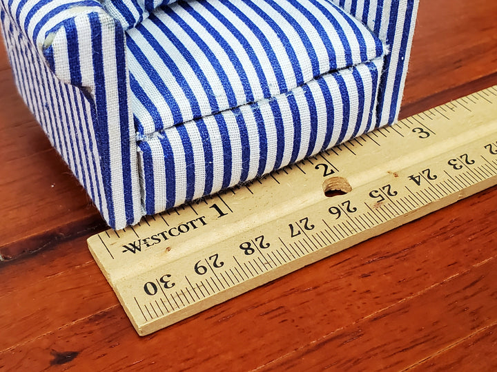 Dollhouse Modern Armchair Narrow Blue & White Stripes 1:12 Scale Chair Furniture