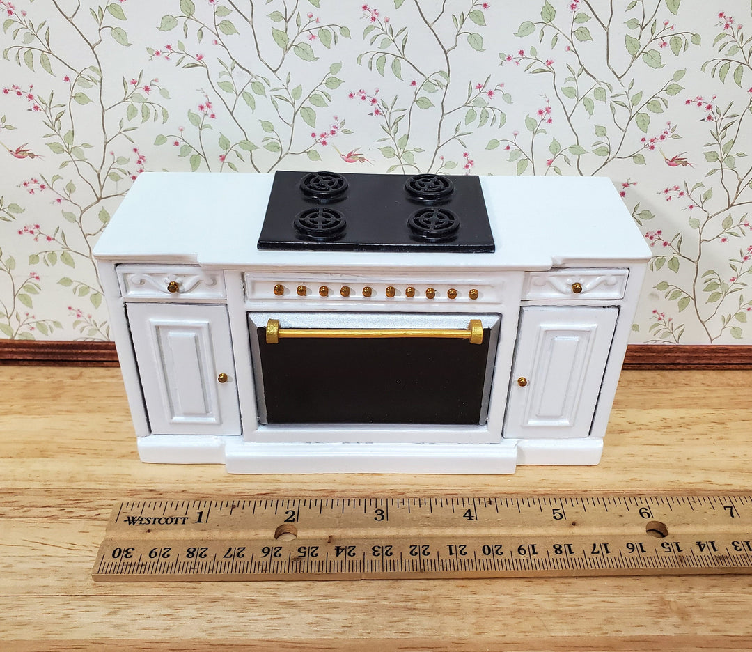Dollhouse Stove Oven Cabinet White 1:12 Scale Miniature Kitchen Cupboard
