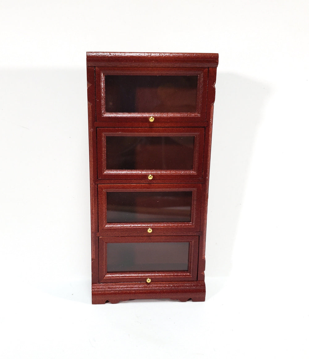 Dollhouse Bookshelf Barrister Bookcase Tall Lawyers 1:12 Scale Furniture Mahogany Finish