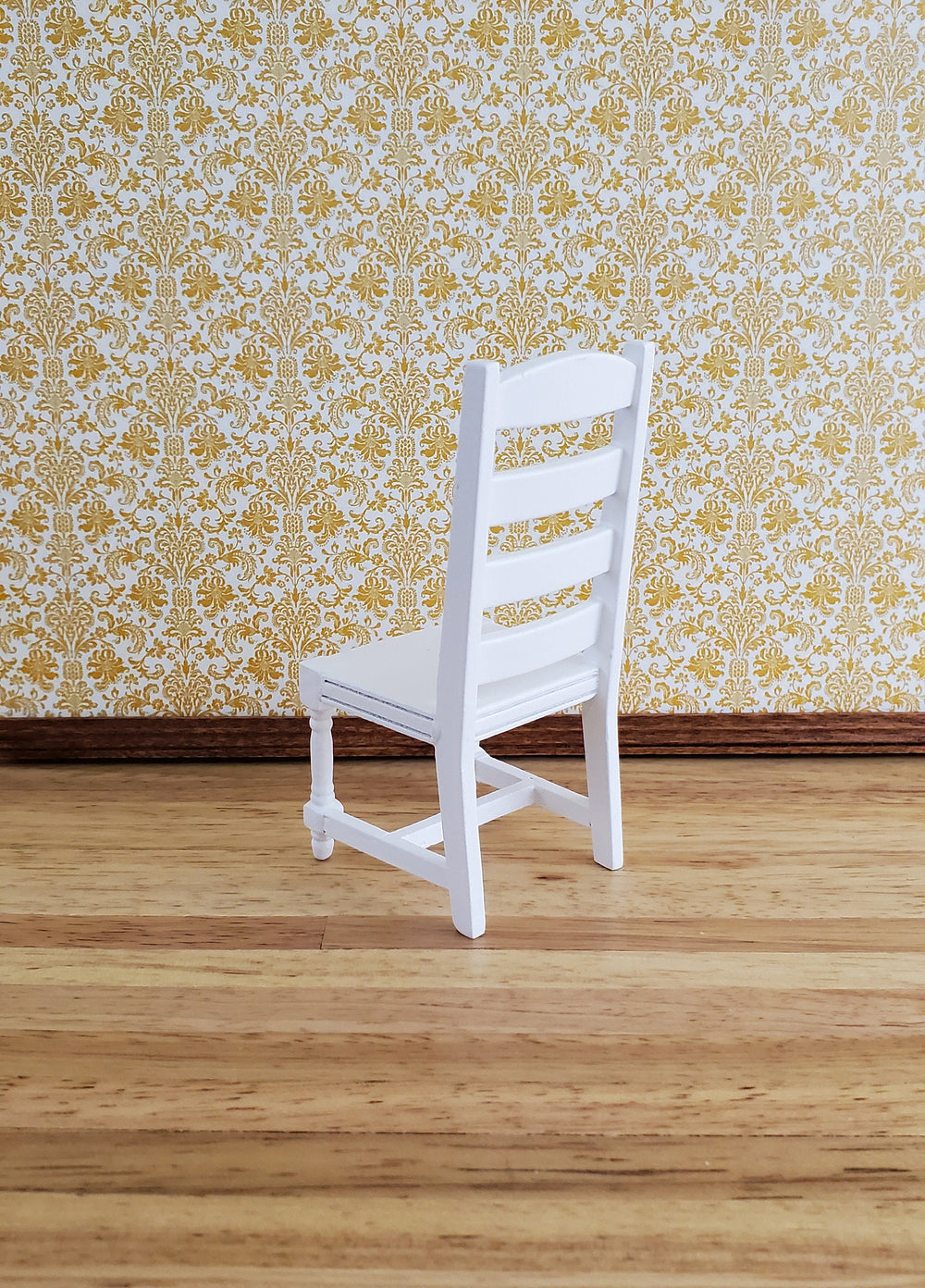 Dollhouse Miniature Chair Ladderback for Kitchen or Dining Room 1:12 Furniture White Finish