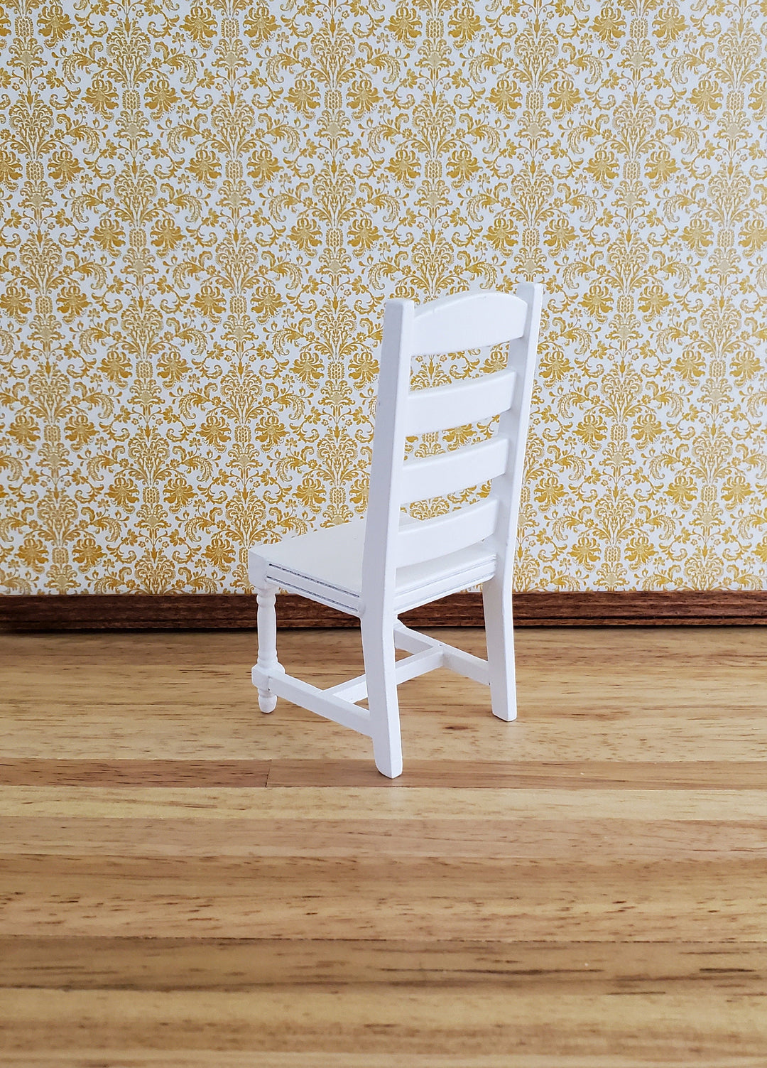 Dollhouse Miniature Chair Ladderback for Kitchen or Dining Room 1:12 Furniture White Finish