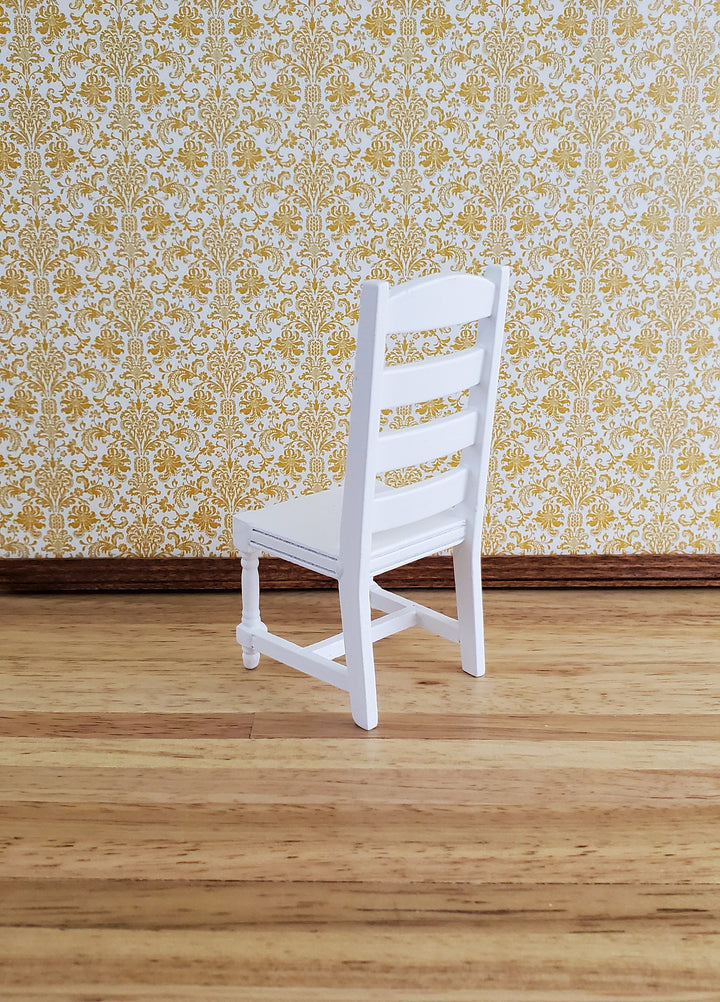 Dollhouse Miniature Chair Ladderback for Kitchen or Dining Room 1:12 Furniture White Finish