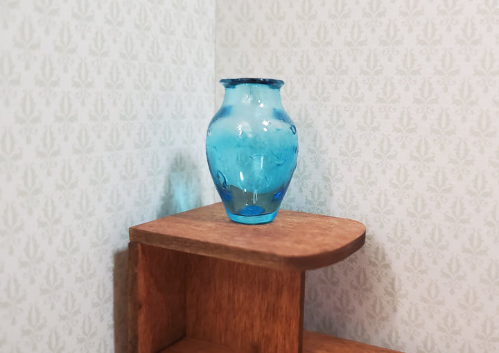 Dollhouse Aqua Glass Vase 1:12 Scale Miniature Decoration Flowers Color Defect