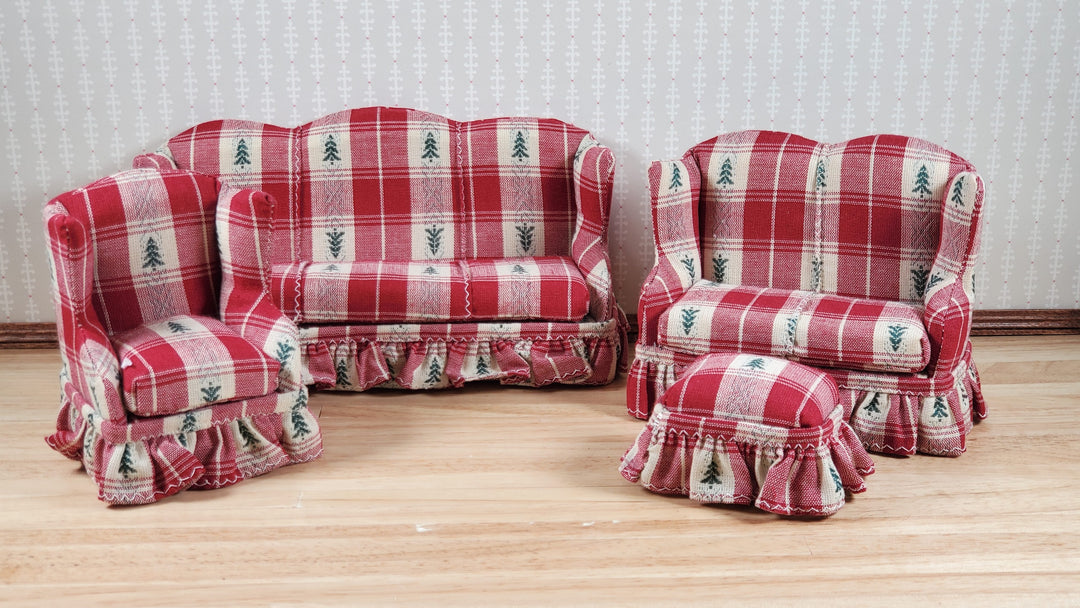 Dollhouse Living Room Set 4 pc Cabin Theme 1:12 Scale Miniature Furniture