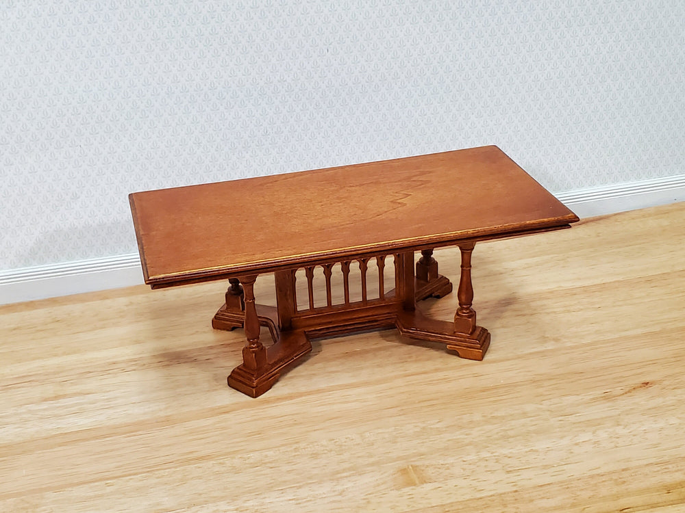 JBM Dollhouse Dining Table Gothic Tudor Style 1:12 Scale Miniature Furniture Walnut Finish
