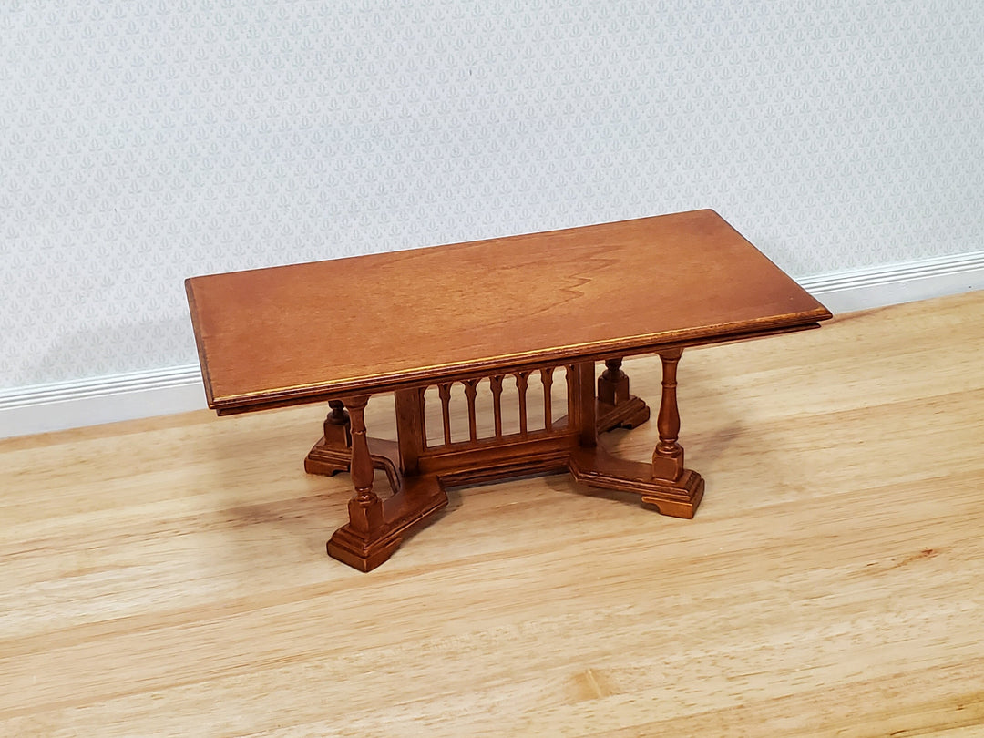 JBM Dollhouse Dining Table Gothic Tudor Style 1:12 Scale Miniature Furniture Walnut Finish