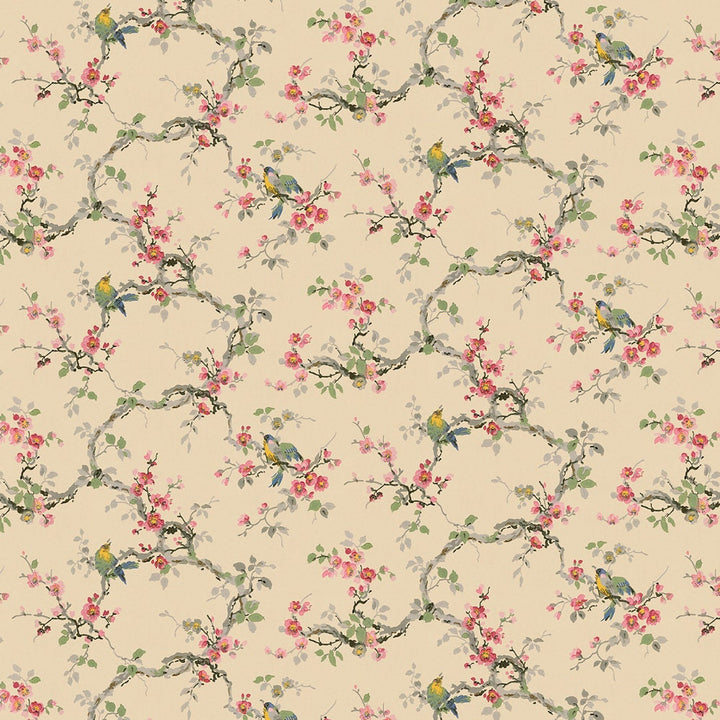 Dollhouse Wallpaper Vintage Songbirds Floral Bradbury & Bradbury 1:12 Scale