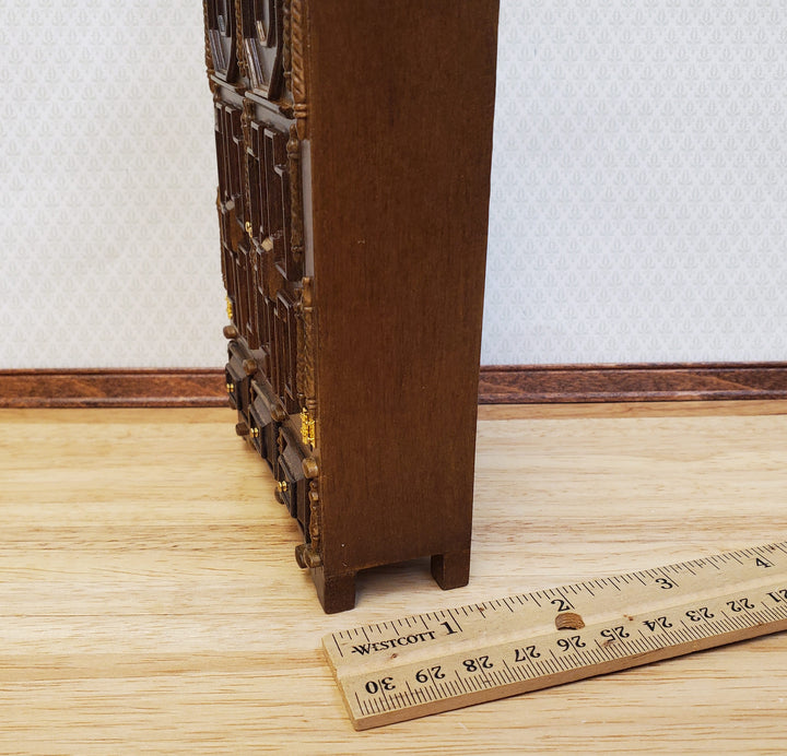 JBM Dollhouse Wardrobe Closet French Louis XIII Style Walnut Finish 1:12 Scale Miniature Furniture