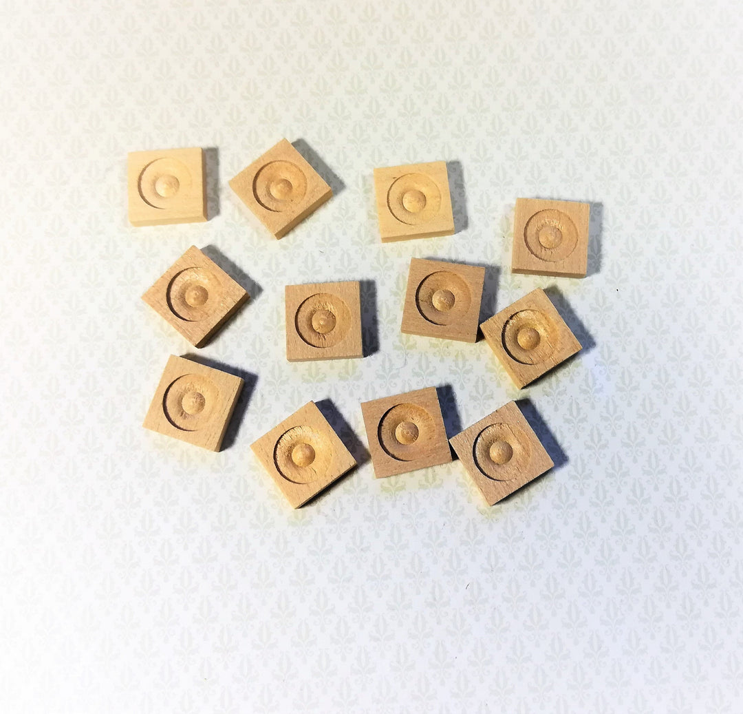 Dollhouse Miniature Square Corner Head Blocks 12 Pieces Wood 1:12 Scale Building