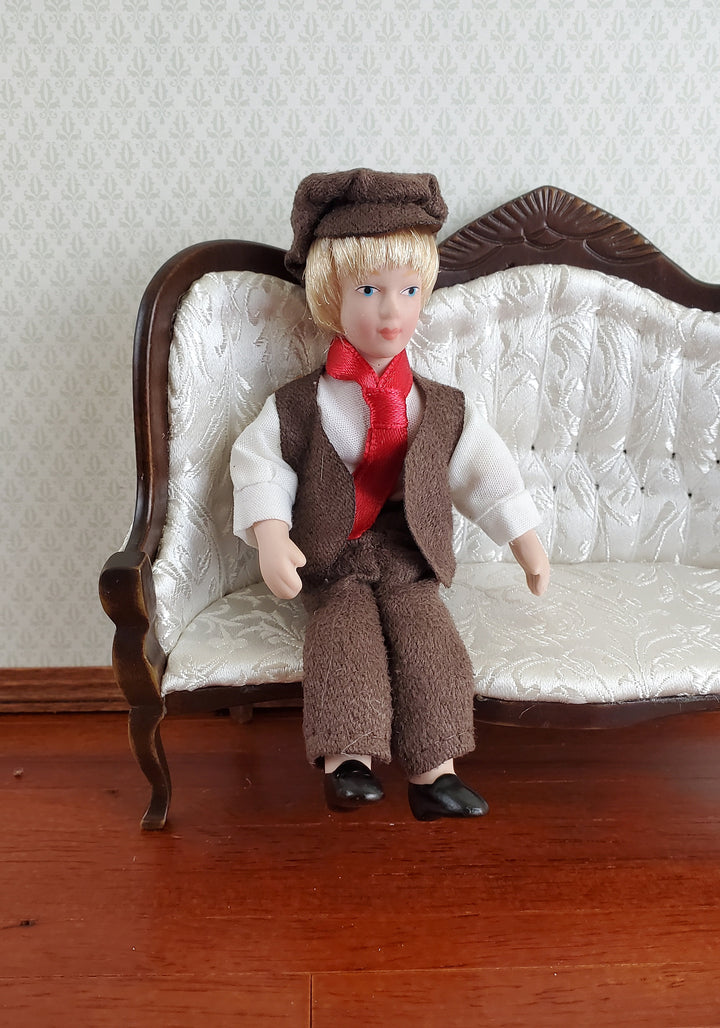 Dollhouse Miniature Victorian Boy Son Doll Porcelain Semi-Poseable 1:12 Scale Family