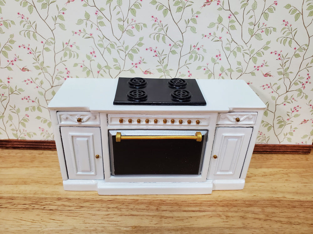 Dollhouse Stove Oven Cabinet White 1:12 Scale Miniature Kitchen Cupboard