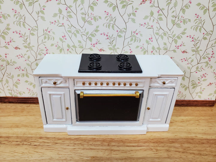 Dollhouse Stove Oven Cabinet White 1:12 Scale Miniature Kitchen Cupboard