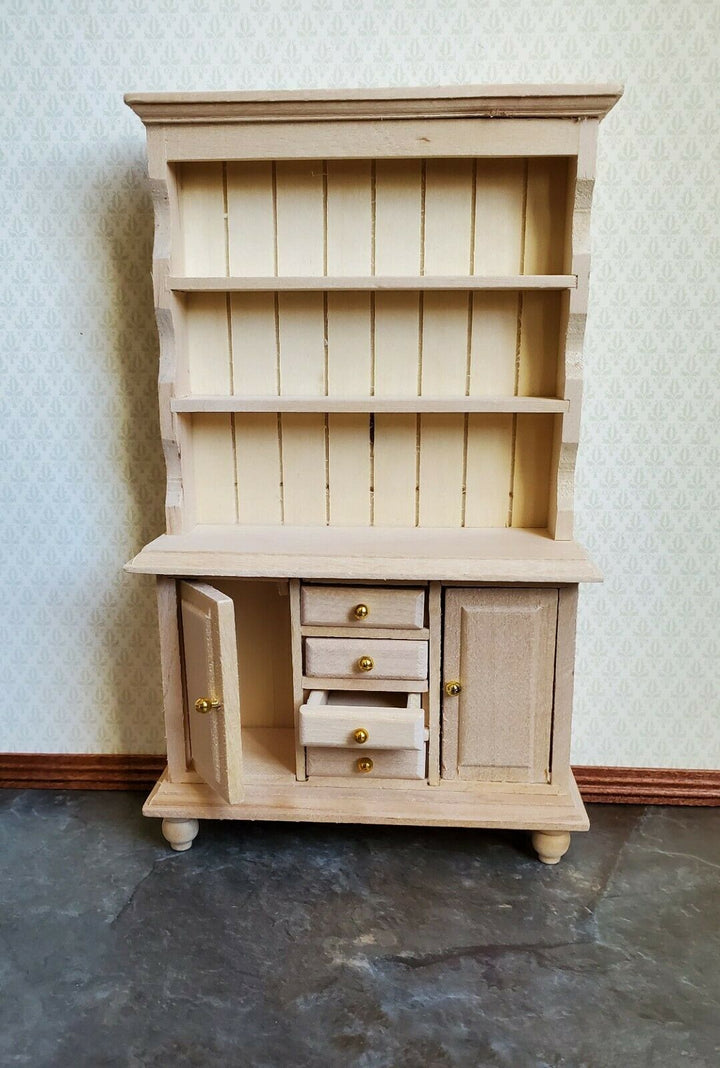 Dollhouse Miniature Welsh Cabinet Kitchen Hutch 1:12 Scale Wood Furniture