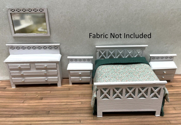 Dollhouse HALF SCALE Furniture KIT Modern Bedroom Bed Dresser Night Stand 1:24