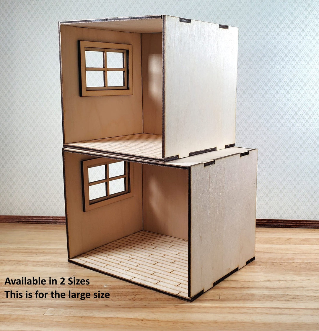 Half Scale Room Box DIY Kit Small Diorama Window Wood Floor 1:24 Miniature 6x4.5 - Miniature Crush