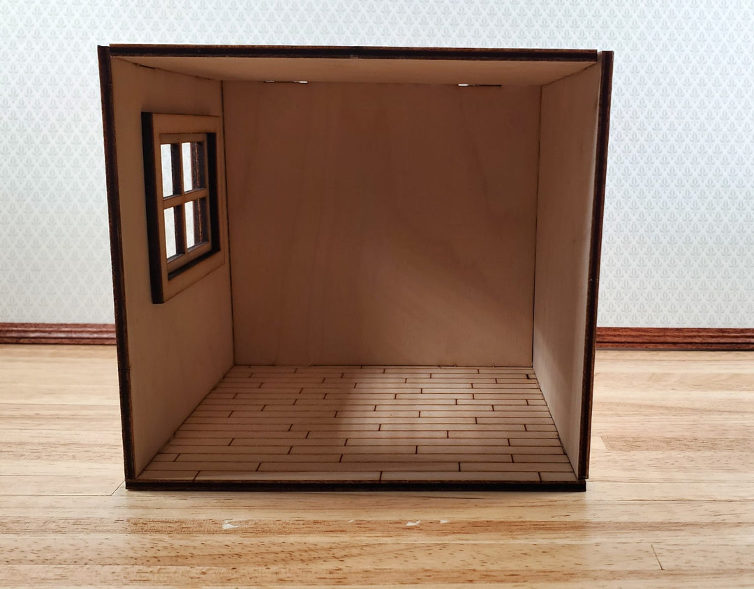 Half Scale Room Box DIY Kit Small Diorama with Window Wood Floor 1:24 Miniature - Miniature Crush