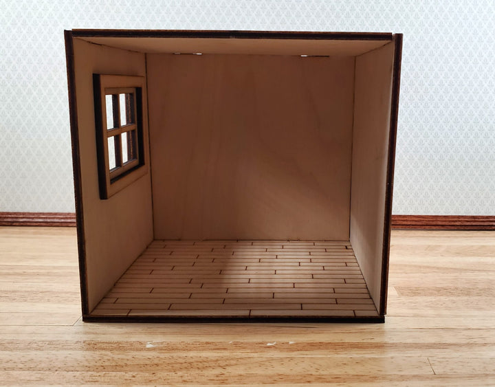 Half Scale Room Box DIY Kit Small Diorama with Window Wood Floor 1:24 Miniature - Miniature Crush