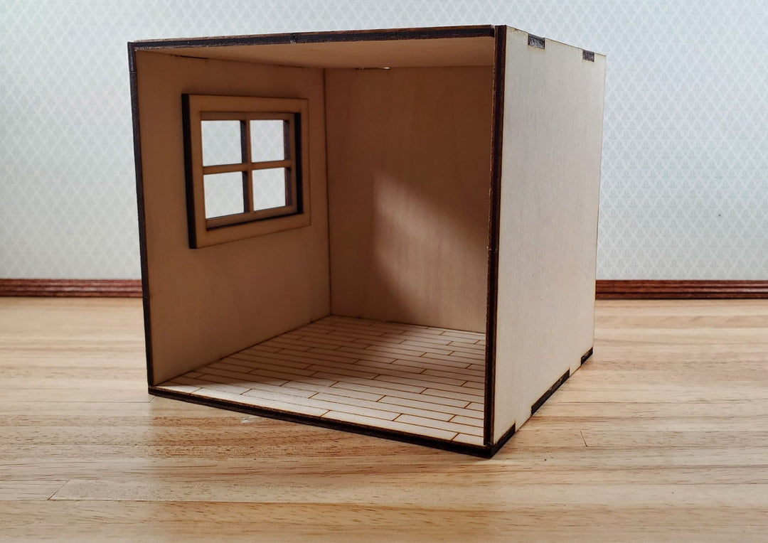 Half Scale Room Box DIY Kit Small Diorama with Window Wood Floor 1:24 Miniature - Miniature Crush