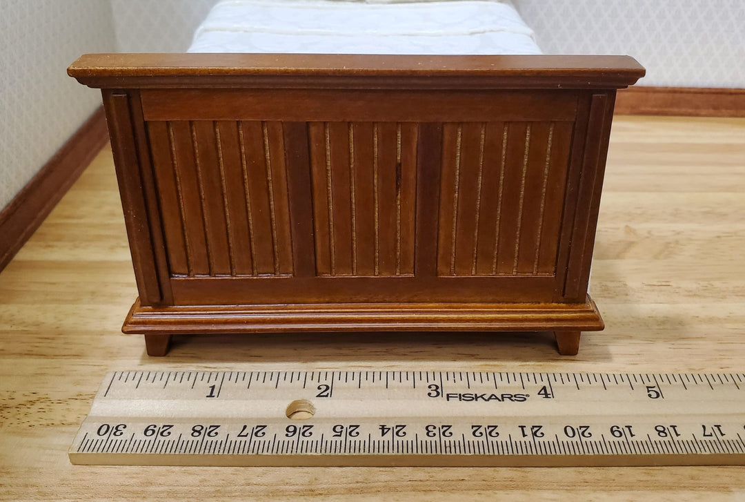 JBM Dollhouse Bed Farmhouse Country Style Walnut Finish 1:12 Miniature Furniture - MiniatureCrush