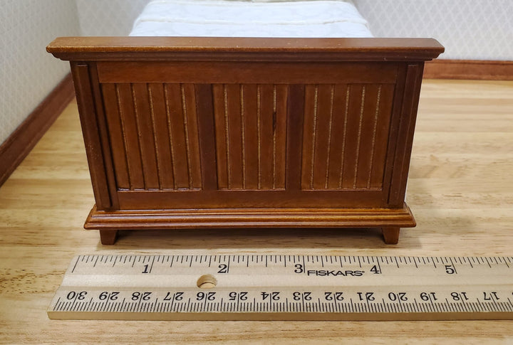 JBM Dollhouse Bed Farmhouse Country Style Walnut Finish 1:12 Miniature Furniture - MiniatureCrush