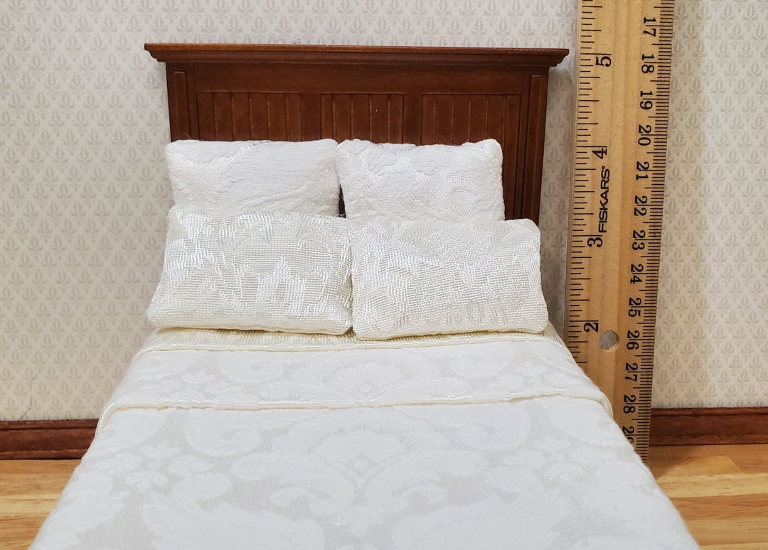 JBM Dollhouse Bed Farmhouse Country Style Walnut Finish 1:12 Miniature Furniture - MiniatureCrush