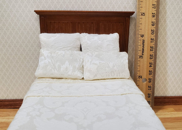 JBM Dollhouse Bed Farmhouse Country Style Walnut Finish 1:12 Miniature Furniture - MiniatureCrush