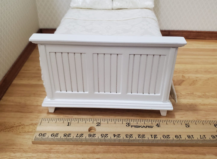 JBM Dollhouse Bed Farmhouse Country Style White 1:12 Miniature Furniture - MiniatureCrush