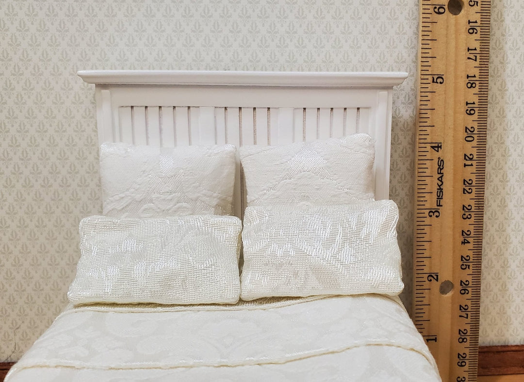 JBM Dollhouse Bed Farmhouse Country Style White 1:12 Miniature Furniture - MiniatureCrush